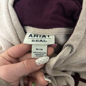Ariat Cream Hooded Sweater with Burgundy Lining